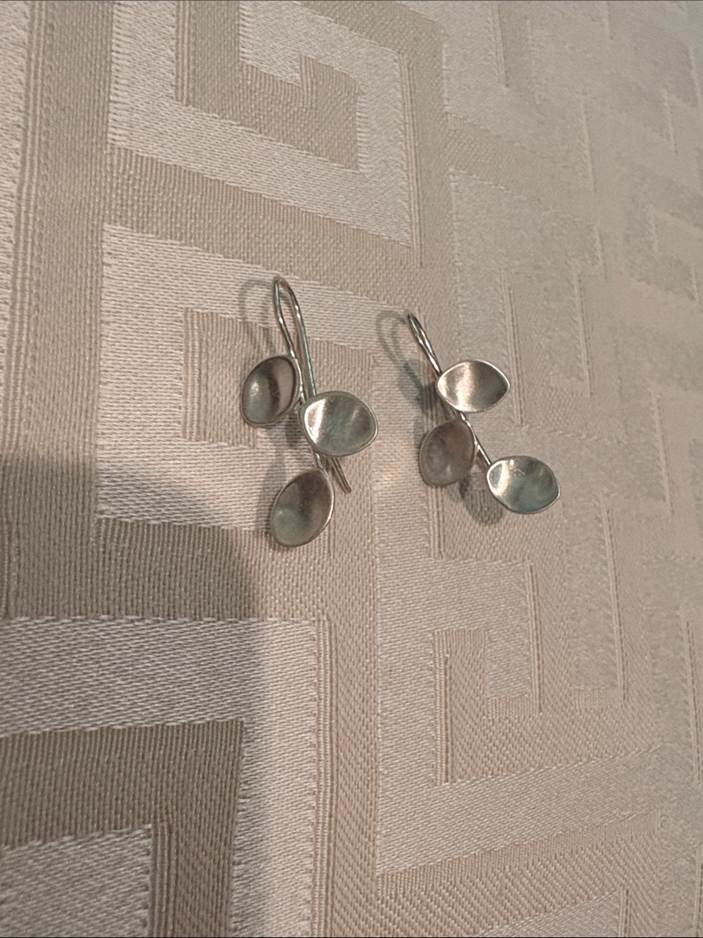 NWOT Sterling Silver Leaf Cluster Drop Earrings with French Hooks
